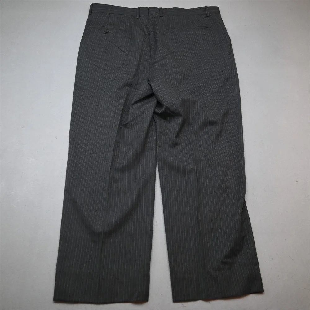 Jones New York 44R 36x30 Gray Stripe 100% Wool 3 Piece Vest Jacket Pants Suit